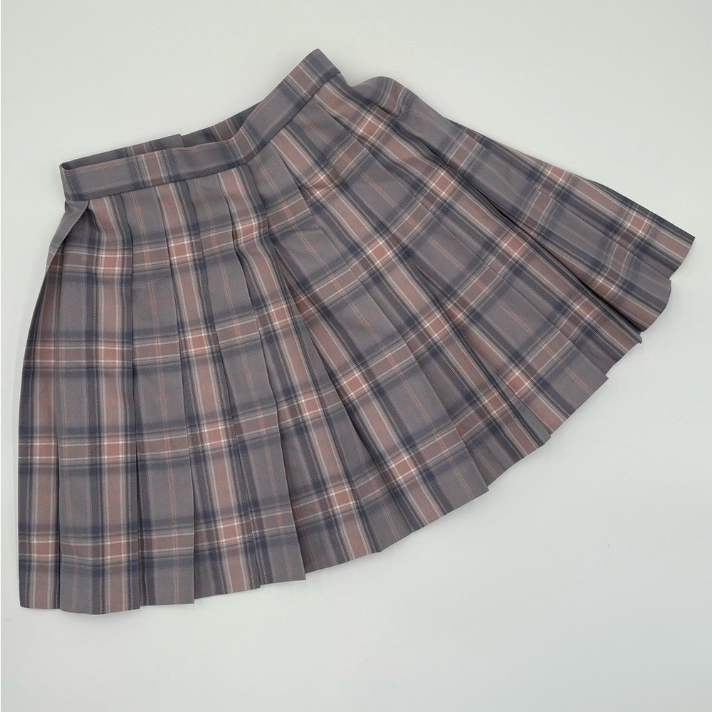 Heartquake Plaid Pleated Mini Skirt Preppy Y2K Tennis Schoolgirl Pink Gray S